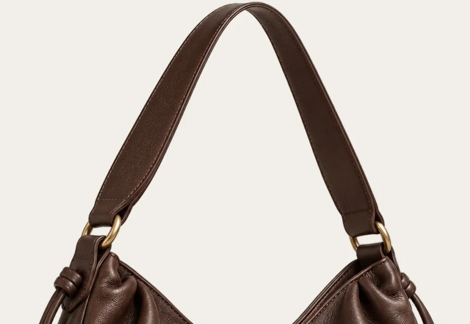 Dark Chocolate Drawstring Hobo Shoulder Bag, view 2