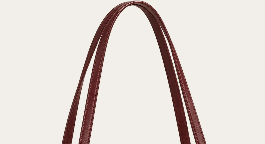 Burgundy East-West Barrel Shoulder Bag, view 2