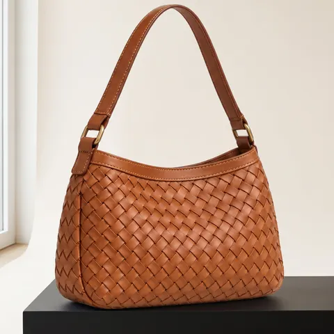 Honey Tan Woven Shoulder Bag