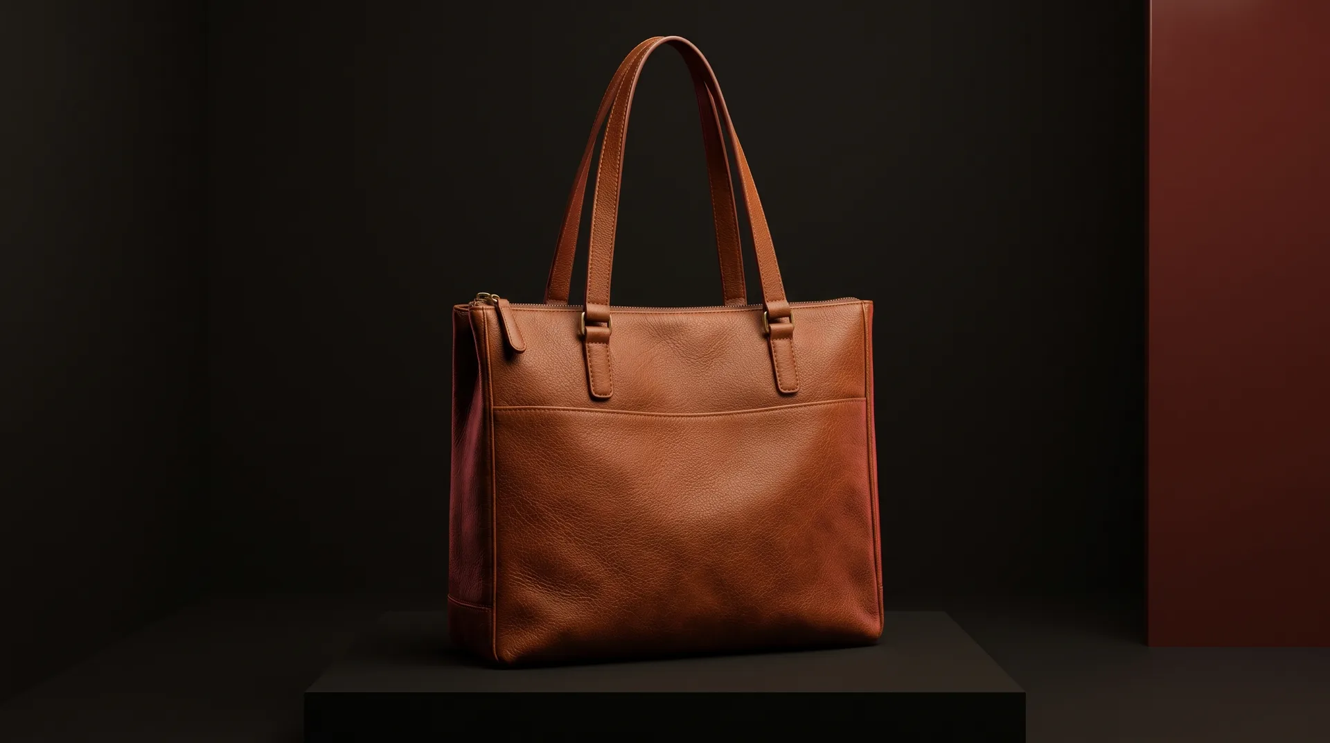 Cognac Structured Commuter Tote, view 1