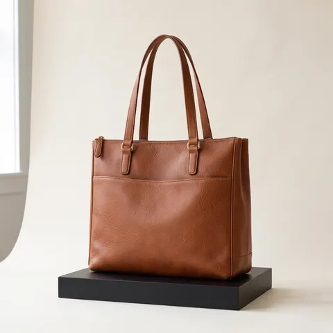 Cognac Structured Commuter Tote