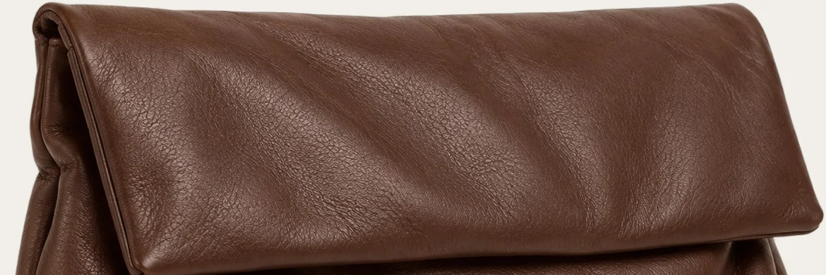 Espresso Brown Foldover Clutch, view