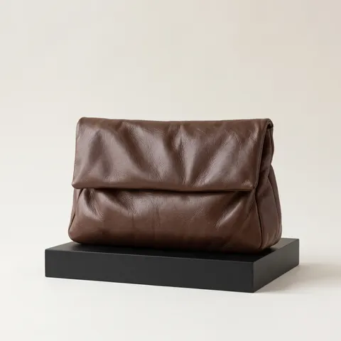 Espresso Brown Foldover Clutch