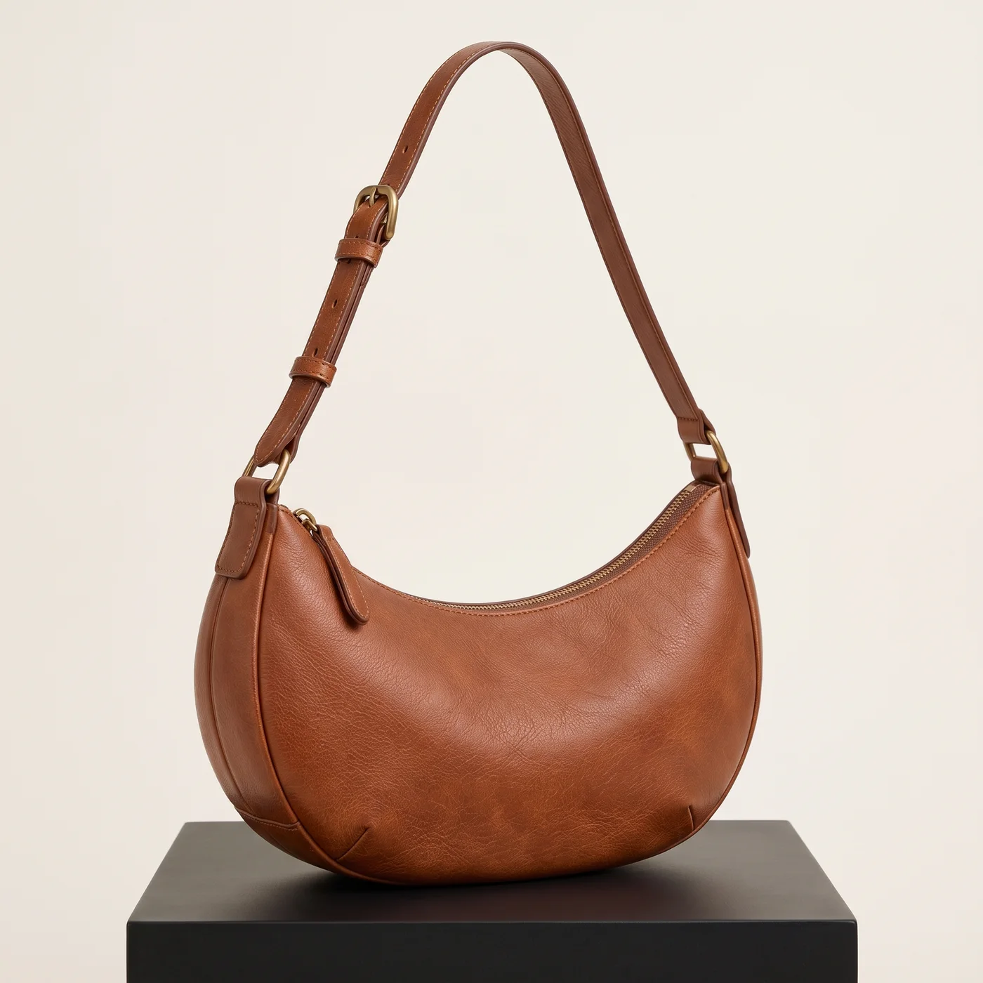 Cognac Crescent Shoulder Bag