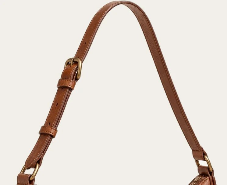 Cognac Crescent Shoulder Bag, view