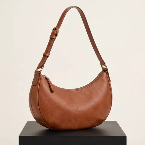 Cognac Crescent Shoulder Bag