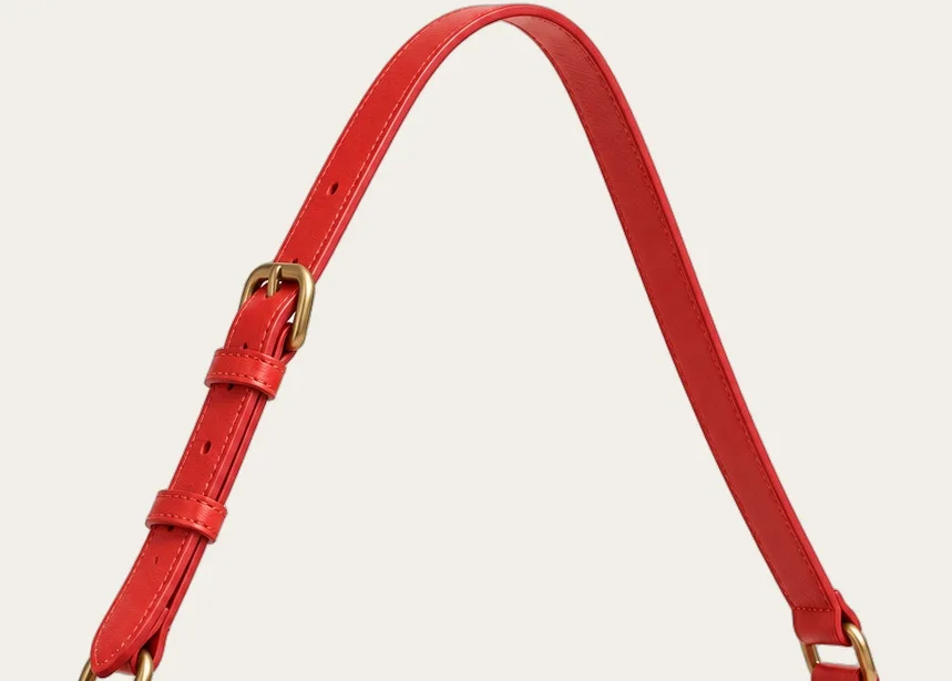Coral Red Crescent Shoulder Bag, view