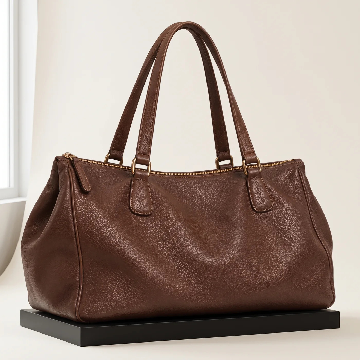 Oversized Chocolate Slouchy Carryall, view