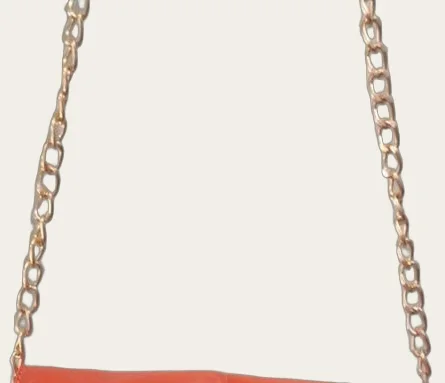 Orange Ruched Chain-Strap Crossbody, view