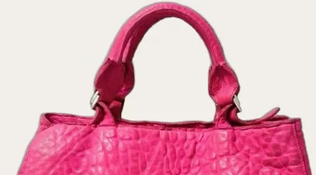 Fuchsia Pebbled Leather Tote, view