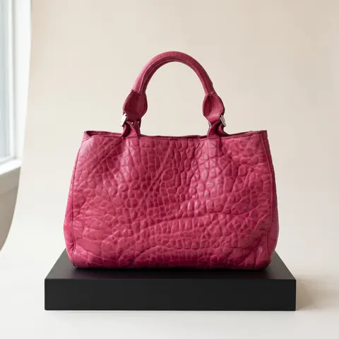 Fuchsia Pebbled Leather Tote