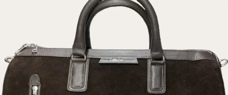 Dark Brown Suede Weekender Duffle, view