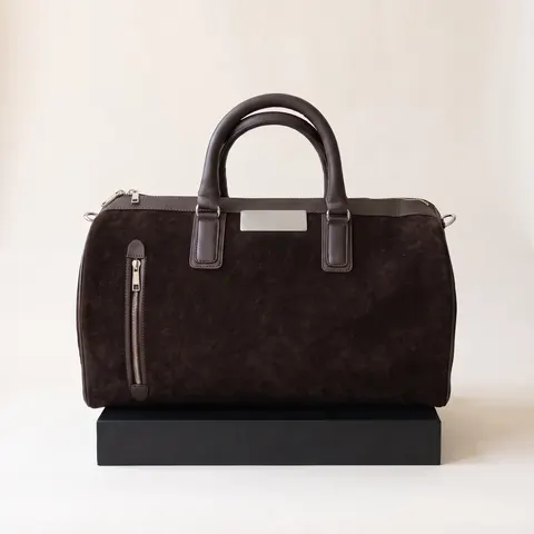 Dark Brown Suede Weekender Duffle