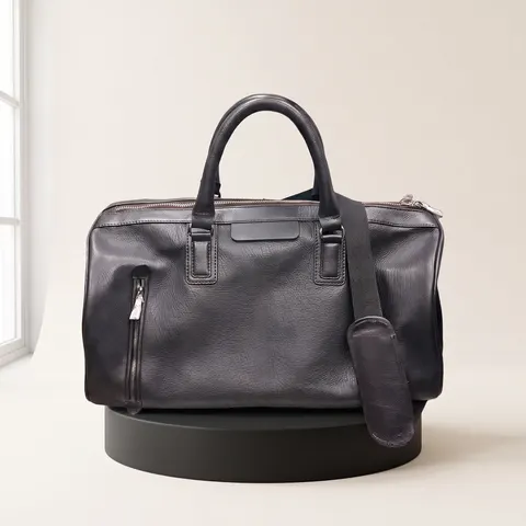 Black Leather Travel Holdall