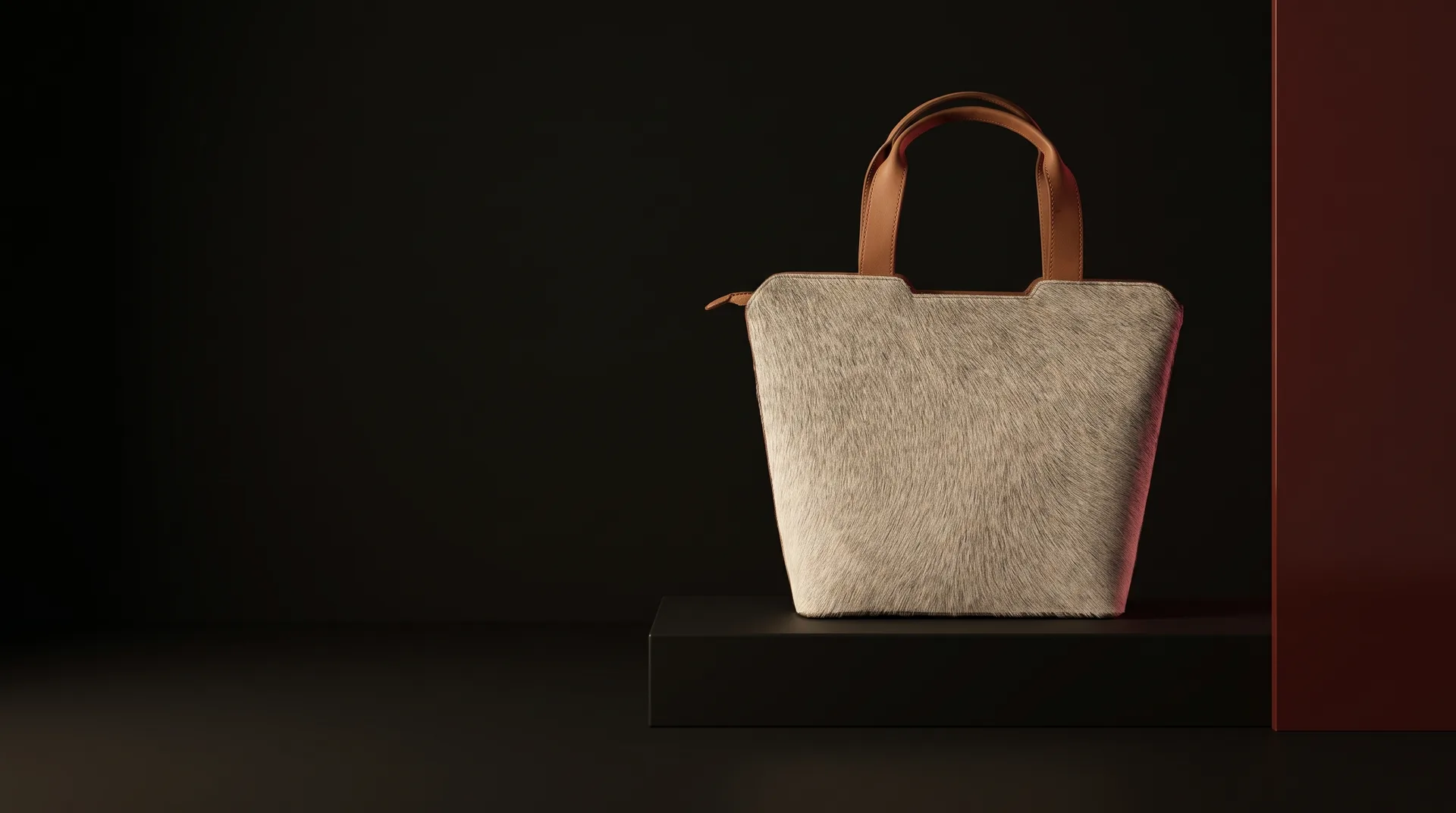 Grey Hair-On-Hide Bucket Tote, view 1