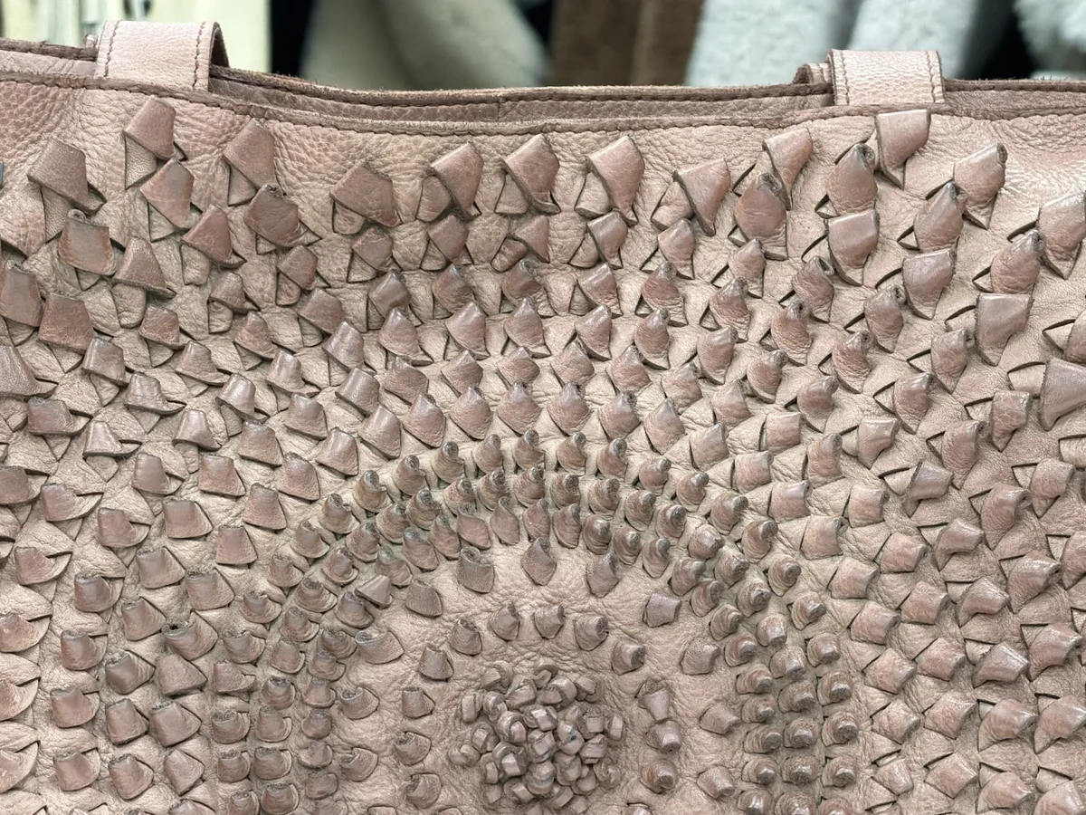 Blush Pink Floral-Applique Shoulder Tote, view 2