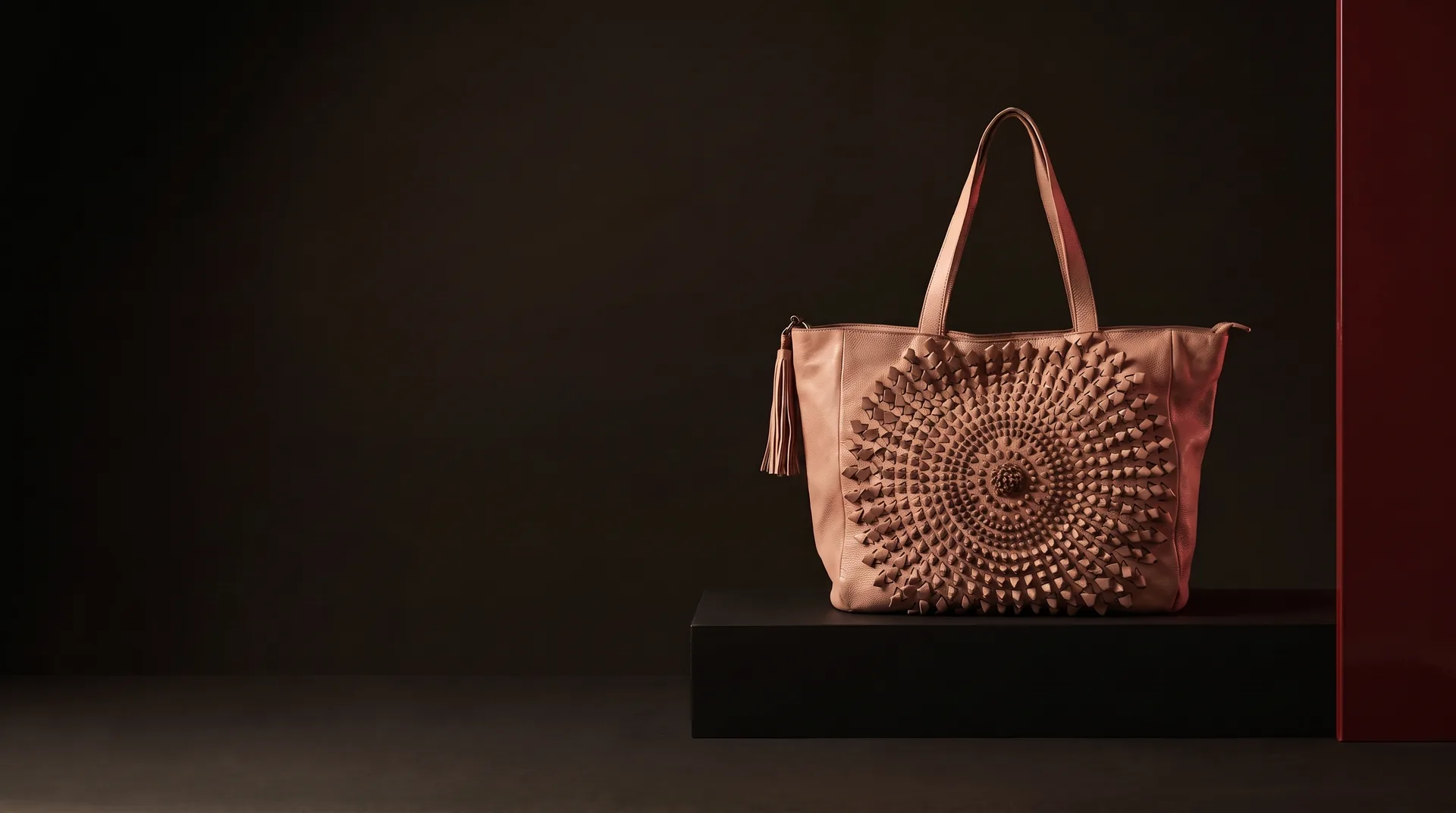 Blush Pink Floral-Applique Shoulder Tote, view 1
