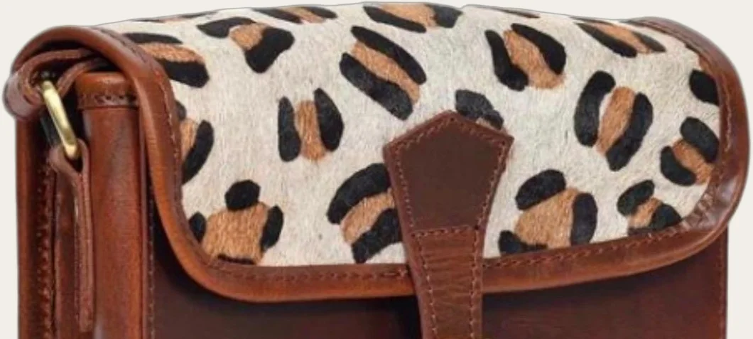 Leopard-Print Hair-On-Hide Flap Satchel, view