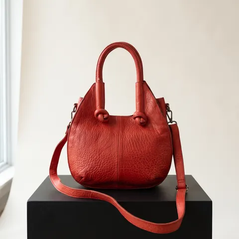Red Pebbled Leather Mini Satchel