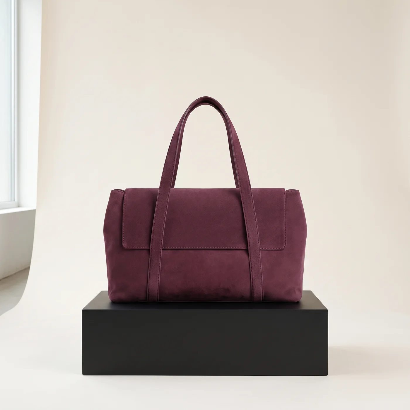 Bordeaux Easel split-suede tote