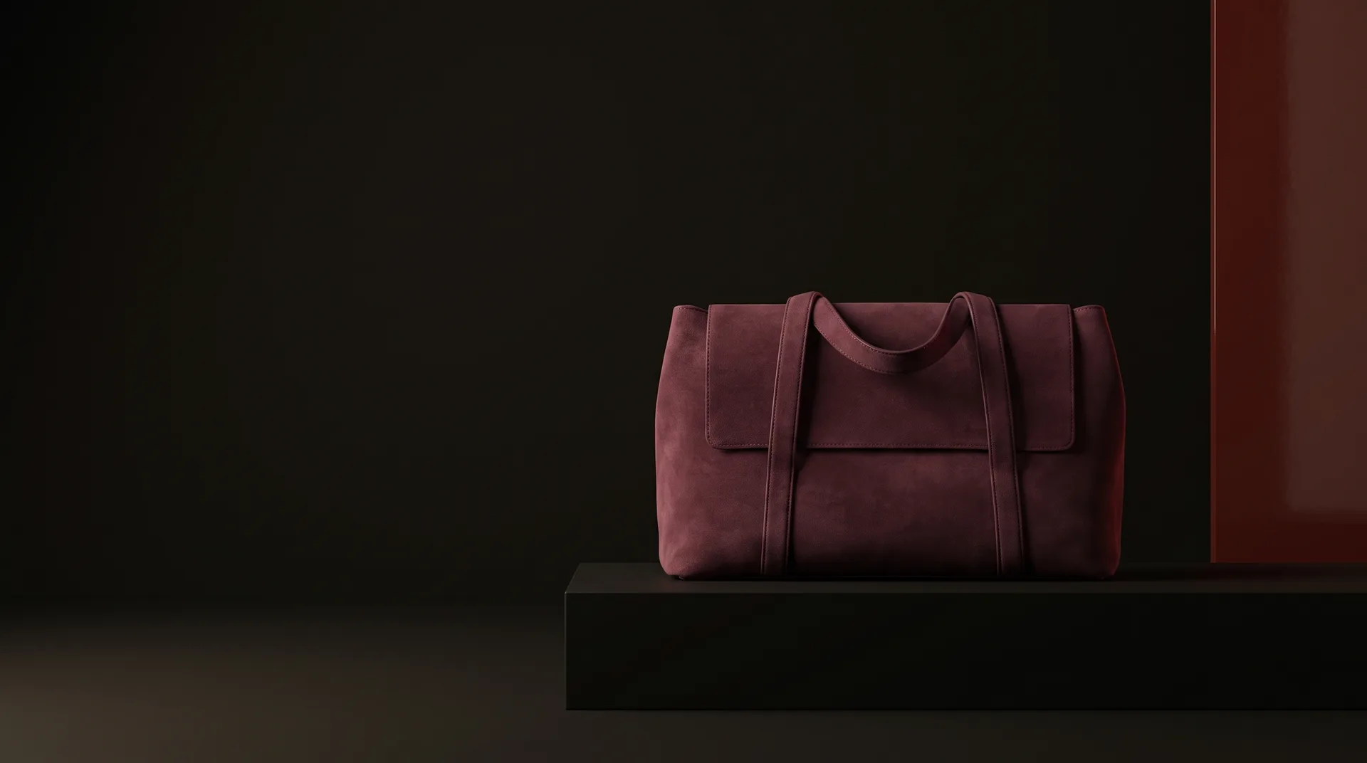 Bordeaux Easel split-suede tote, view 1