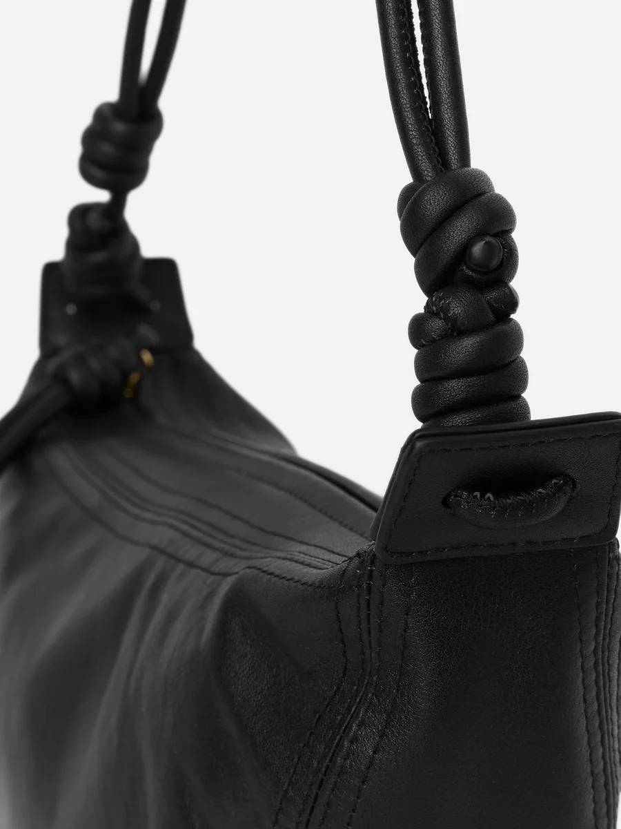 Black Crescent leather shoulder bag, view 2