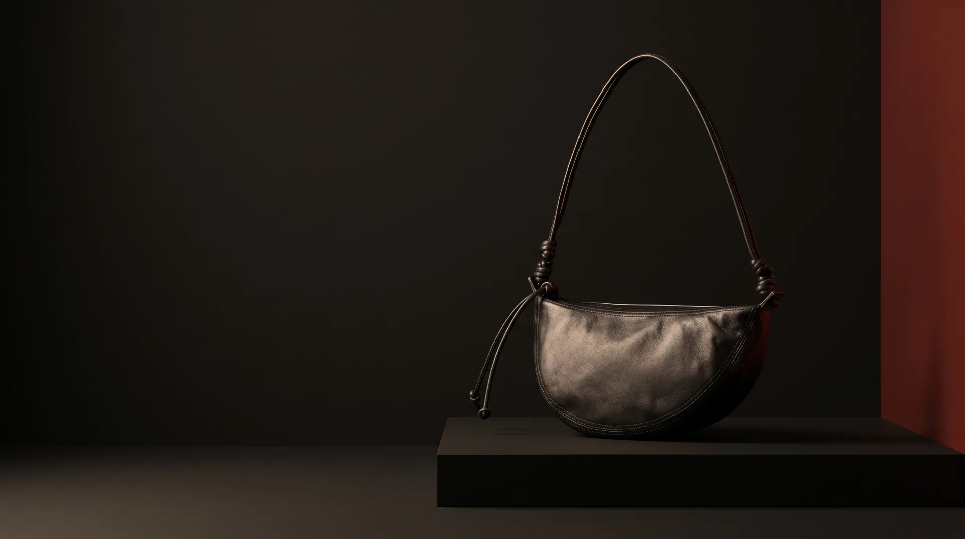 Black Crescent leather shoulder bag, view 1