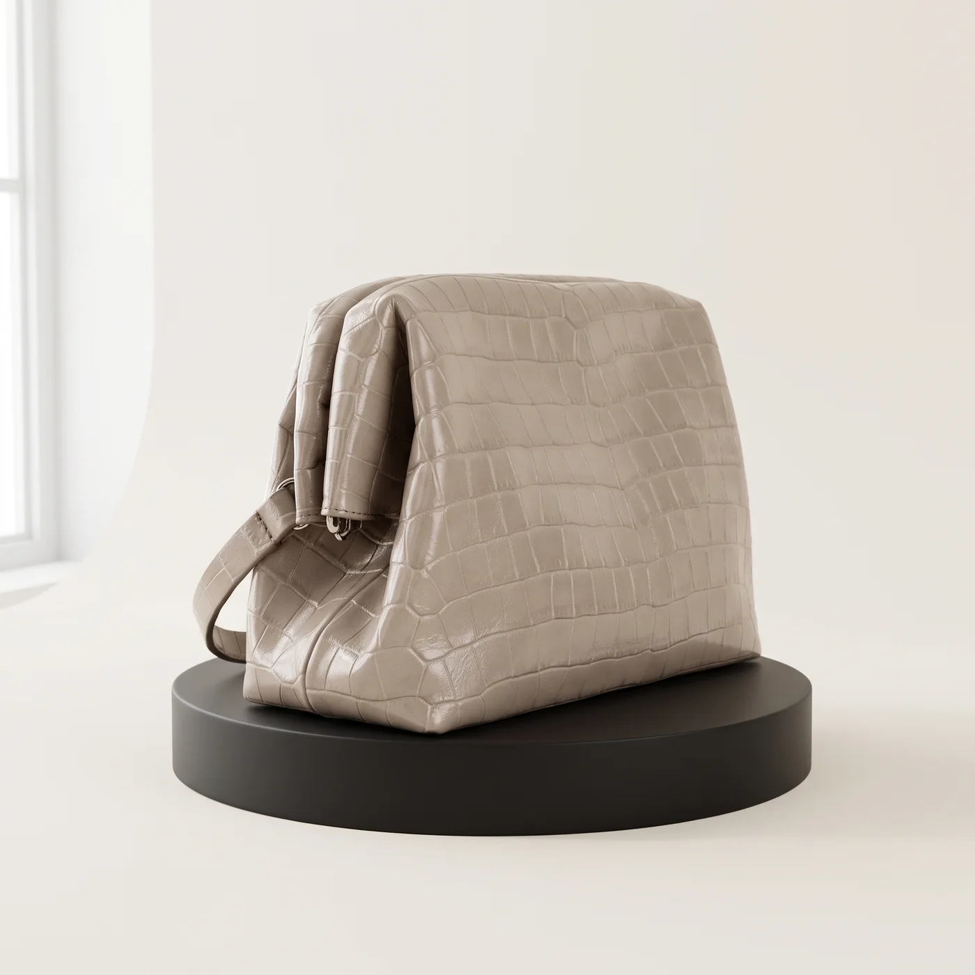 Mole Croco-embossed leather clutch, view