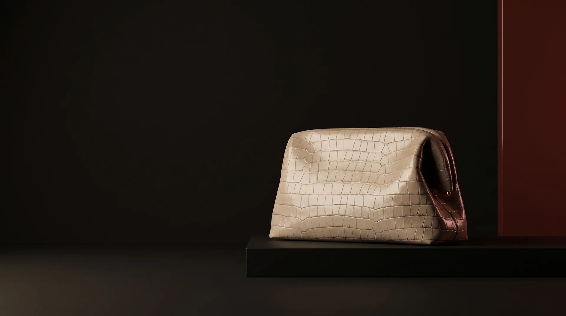 Mole Croco-embossed leather clutch, view 1