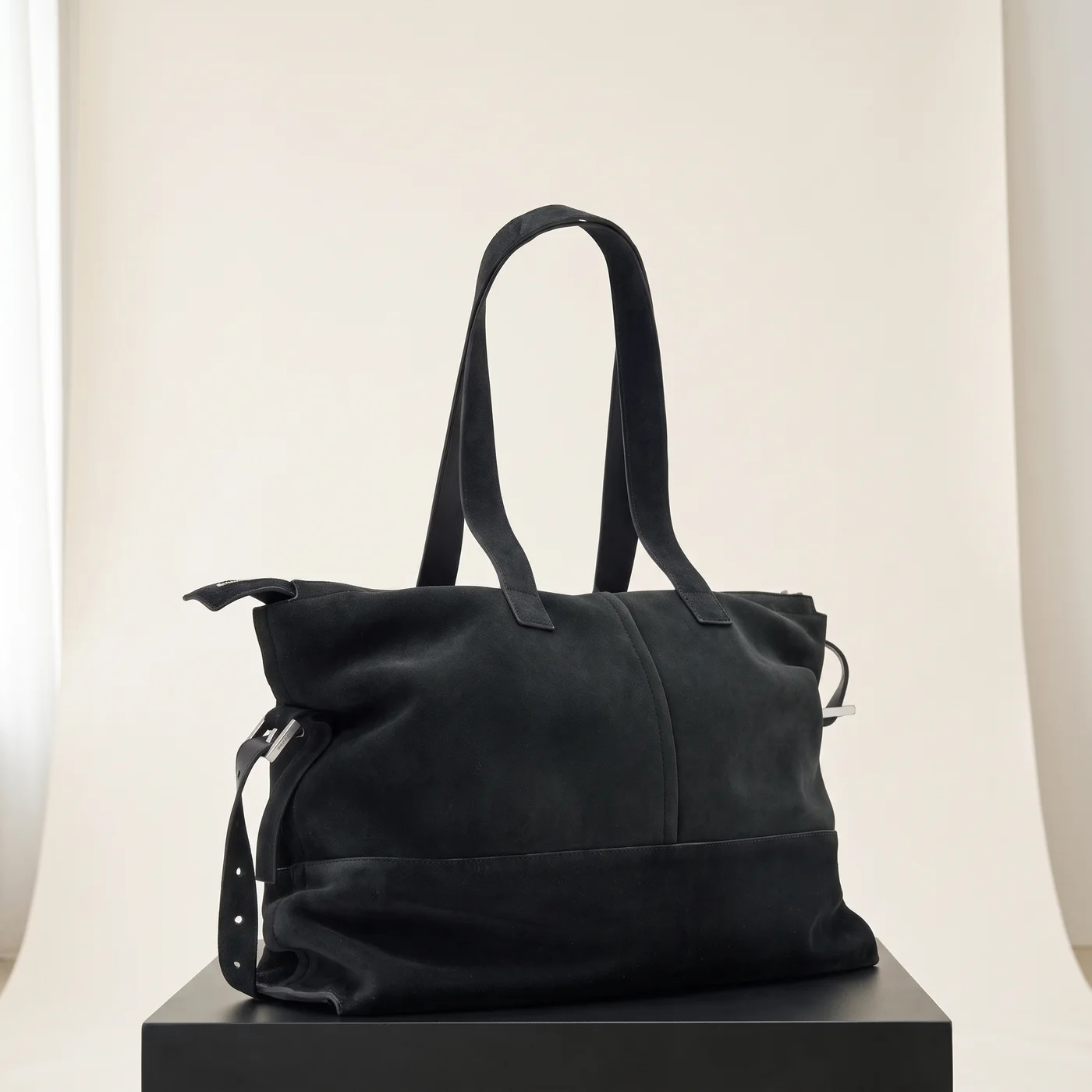 Black Cassius zipped suede tote, view