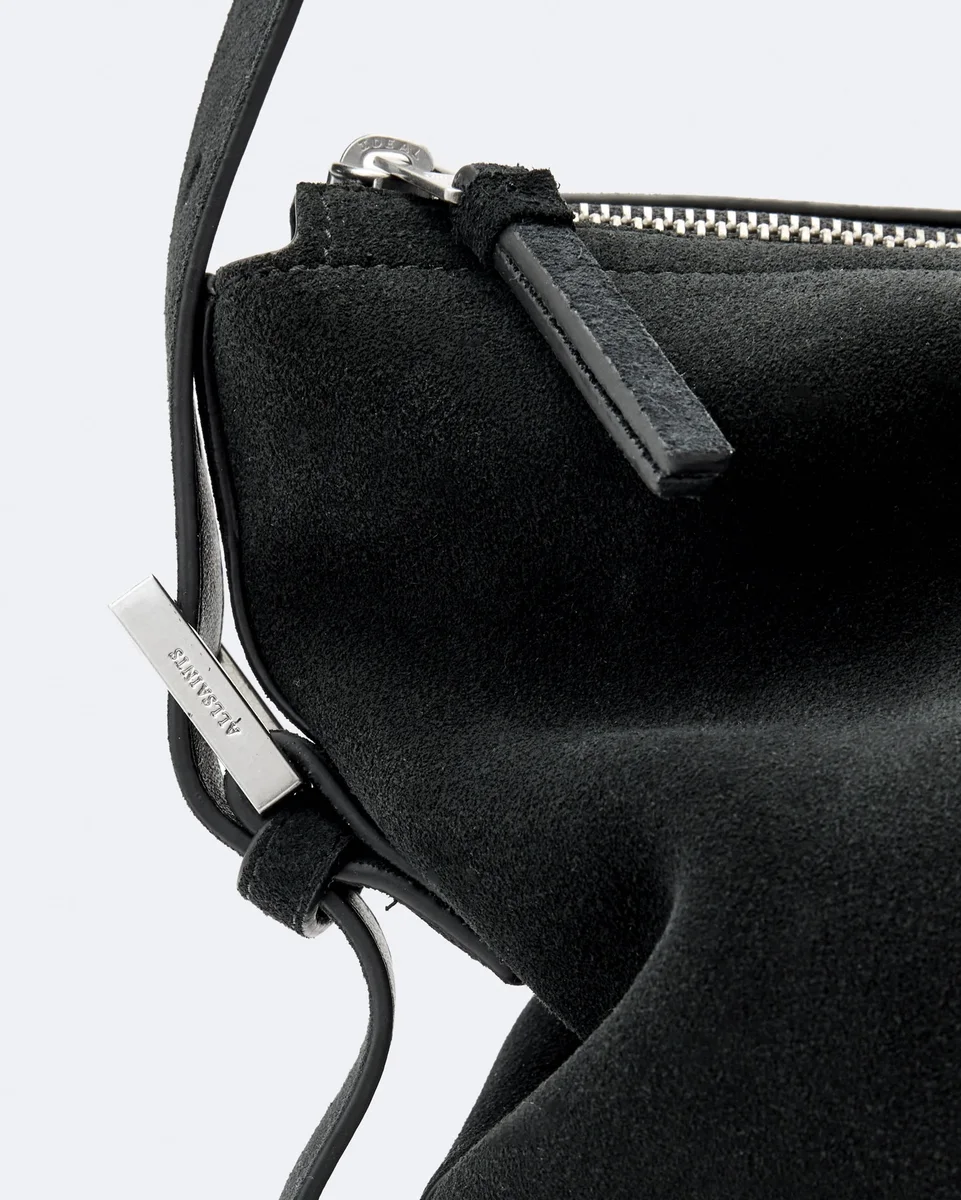 Black Cassius zipped suede tote, view 1