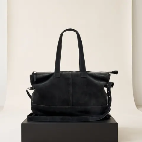 Black Cassius zipped suede tote