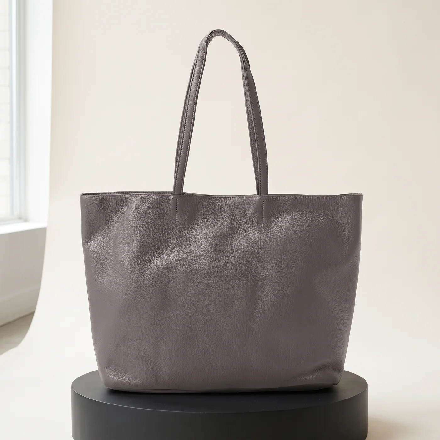 Black Grained leather tote