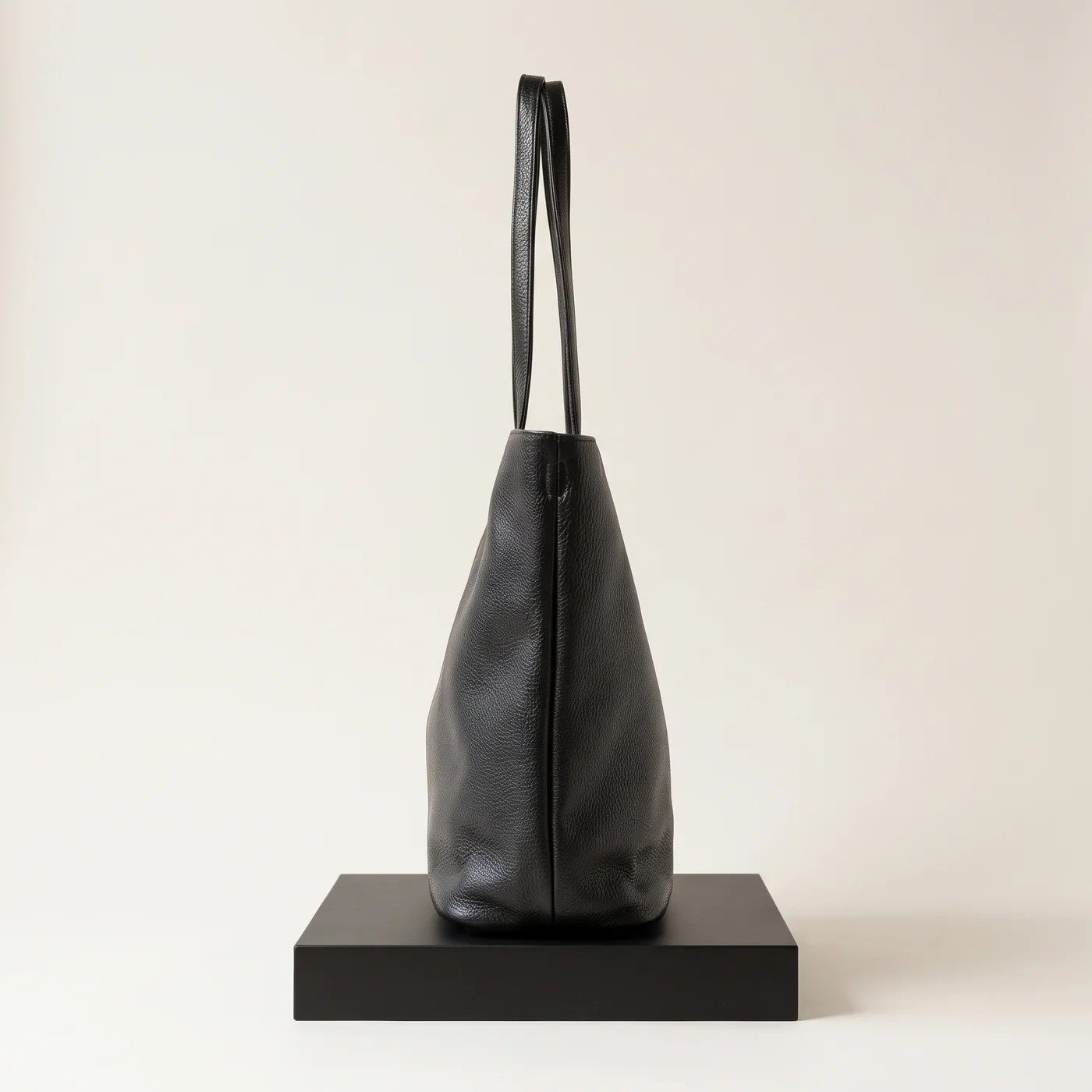 Black Grained leather tote, view