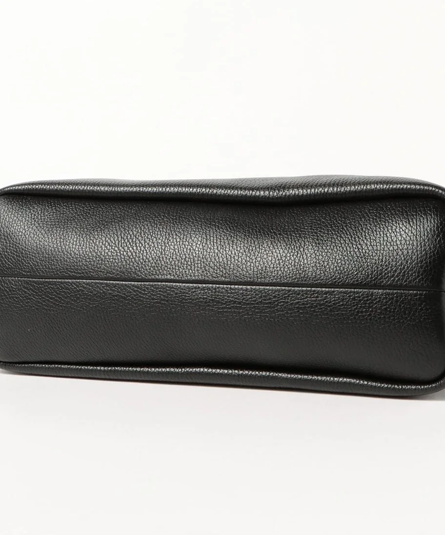 Black Grained leather tote, view 2