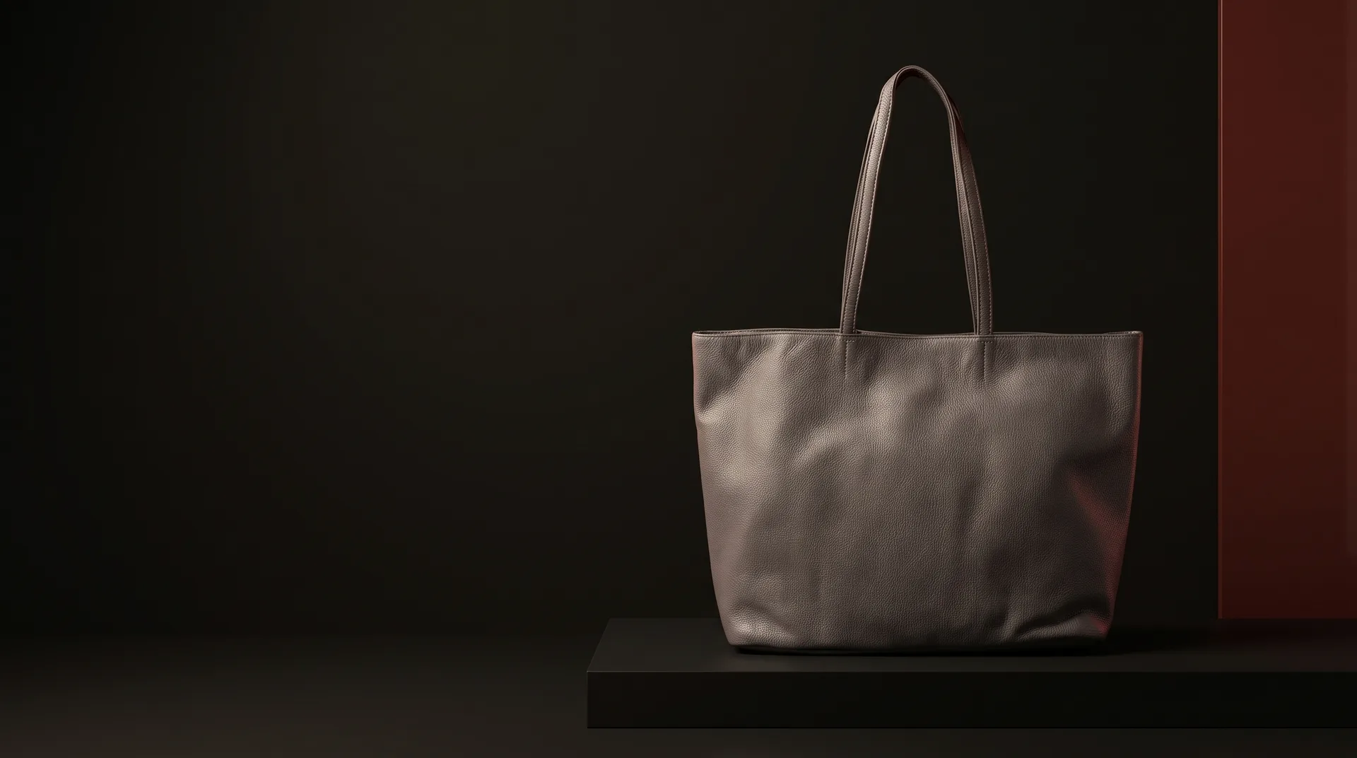 Black Grained leather tote, view 1
