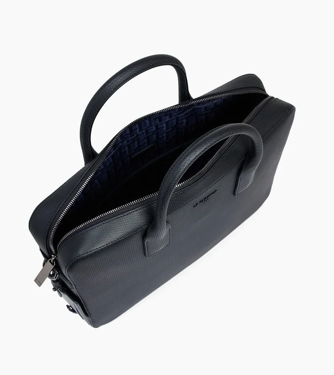 Black Emile 14" briefcase, signature T leather, view