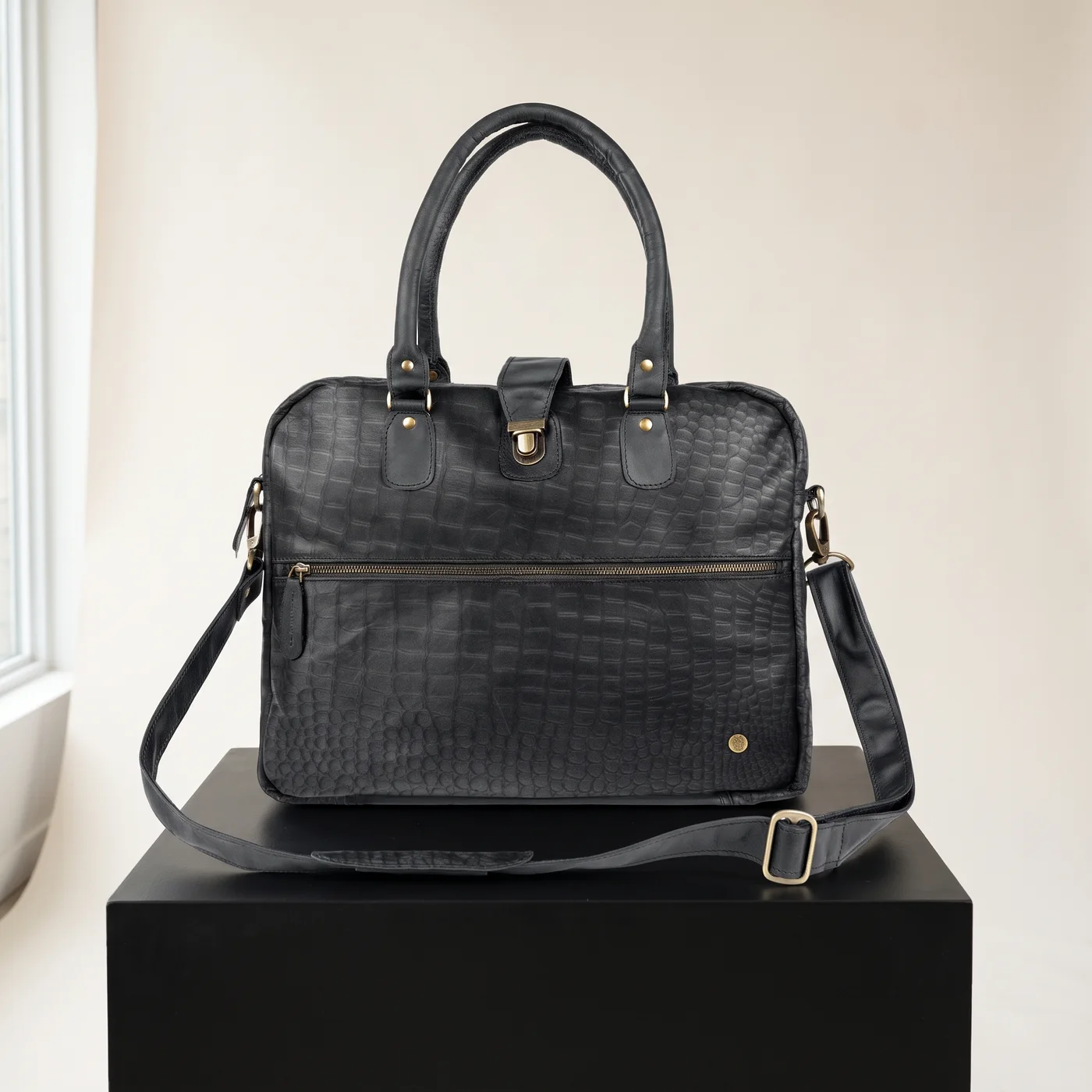 Black The Cornell croc-print satchel (15" laptop)