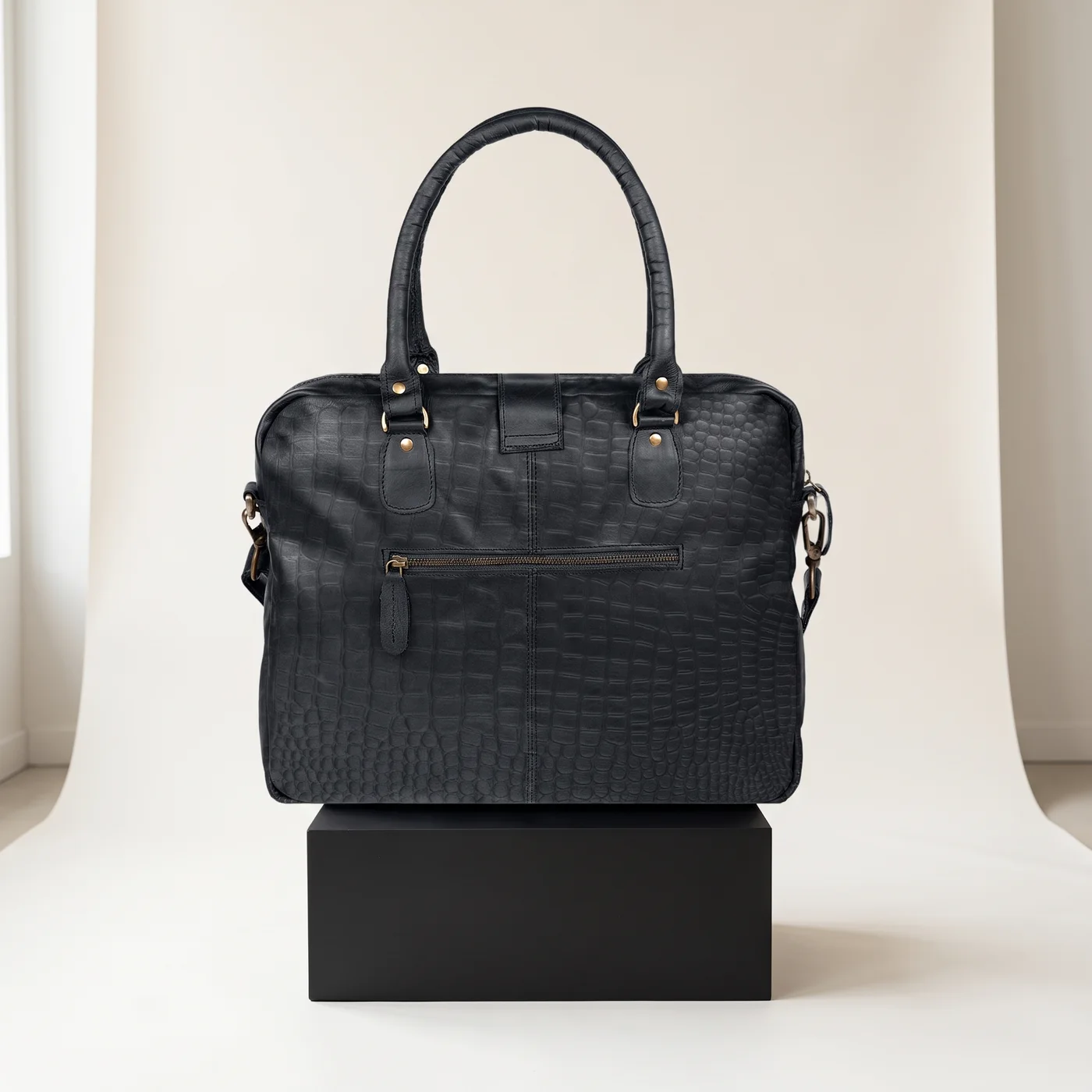 Black The Cornell croc-print satchel (15" laptop), view