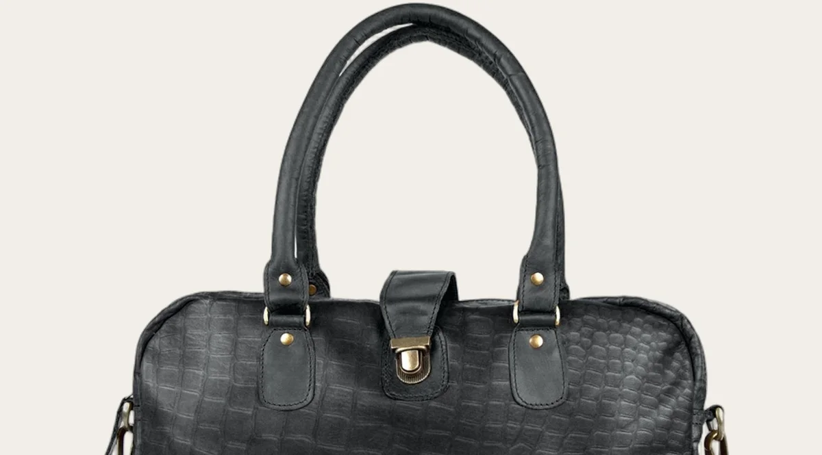 Black The Cornell croc-print satchel (15" laptop), view