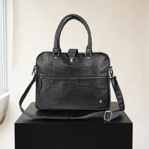Black The Cornell croc-print satchel (15" laptop)