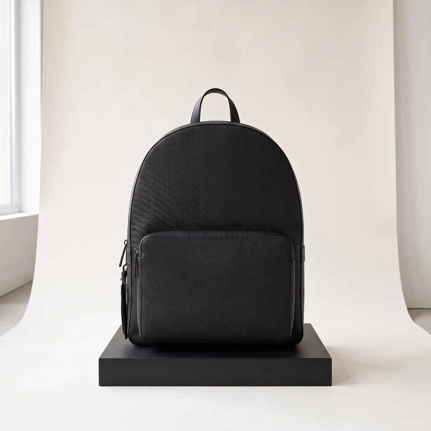 Black Emile zipped backpack, signature T leather