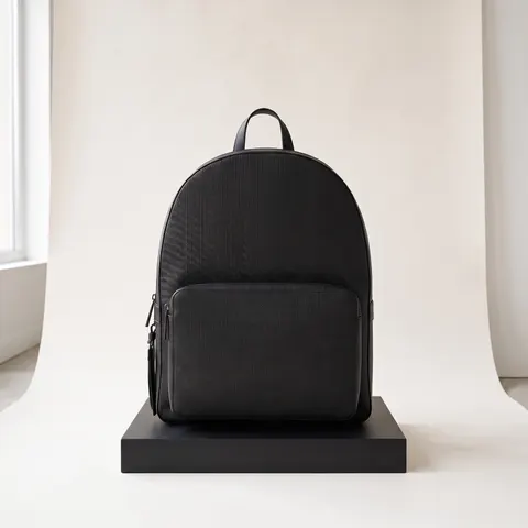 Black Emile zipped backpack, signature T leather