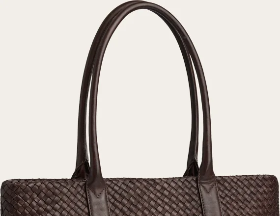 Dark brown WrenMBG shopper, weave, view 2