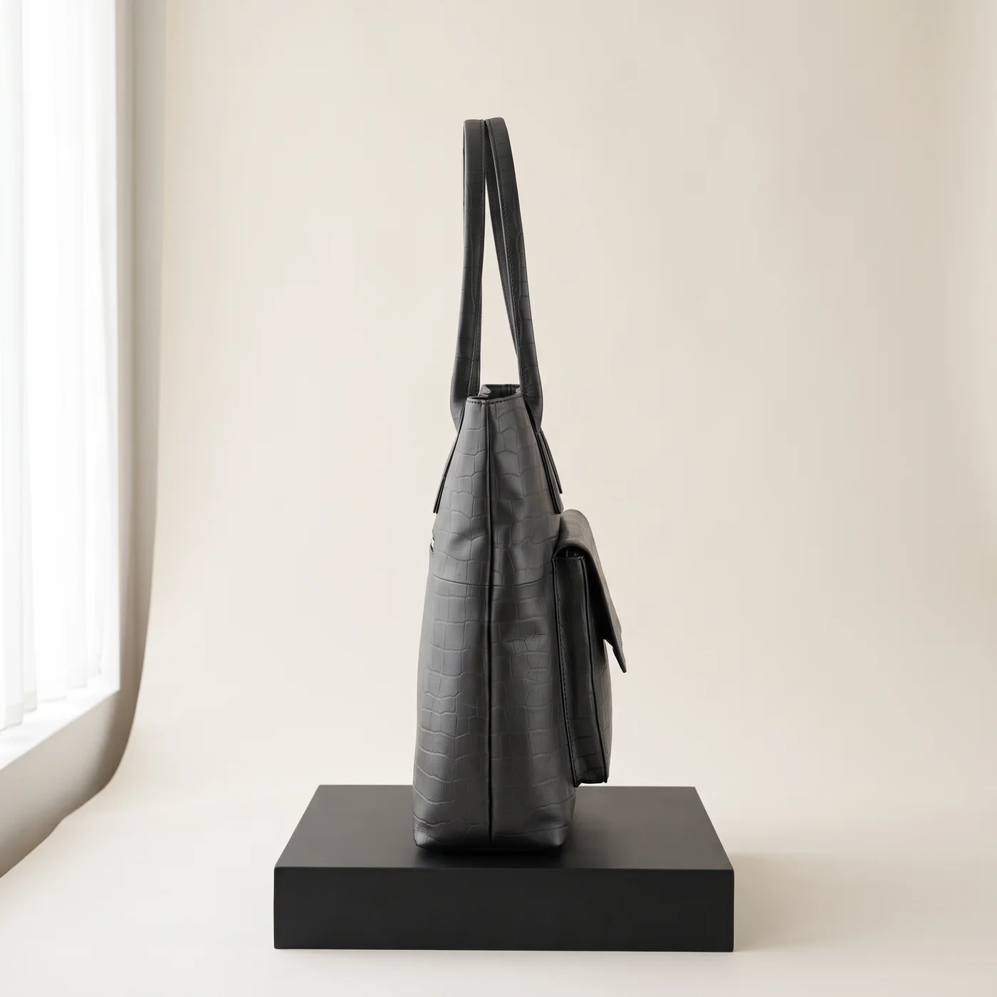 Black AubreyMBG bag, matt croco, view