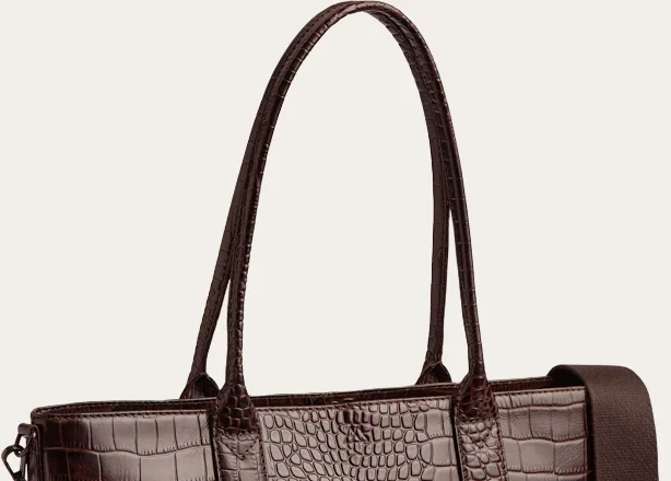 Dark brown vintage KelseyMBG work bag, croco, view 2