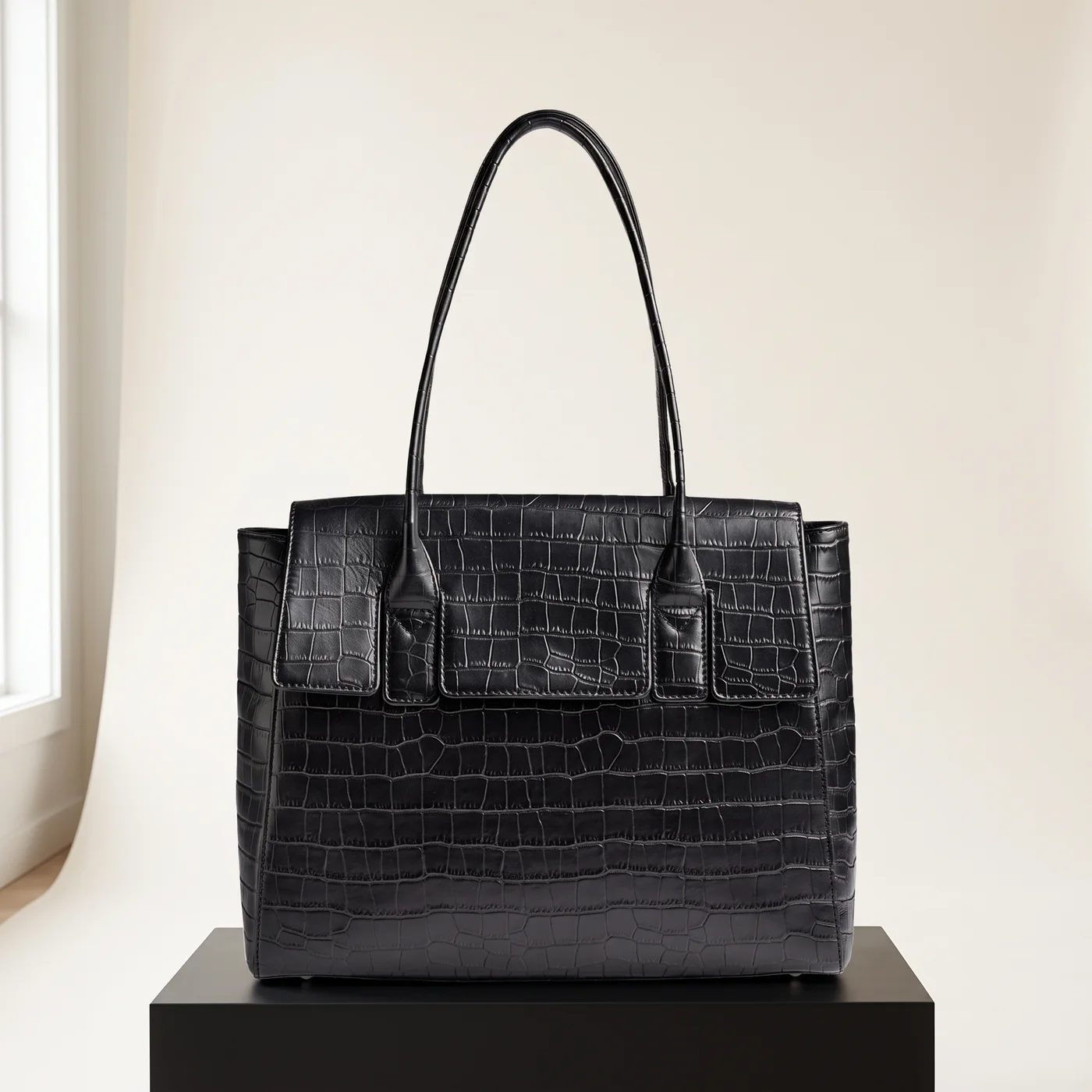 Black NatalieMBG work bag, matte croco