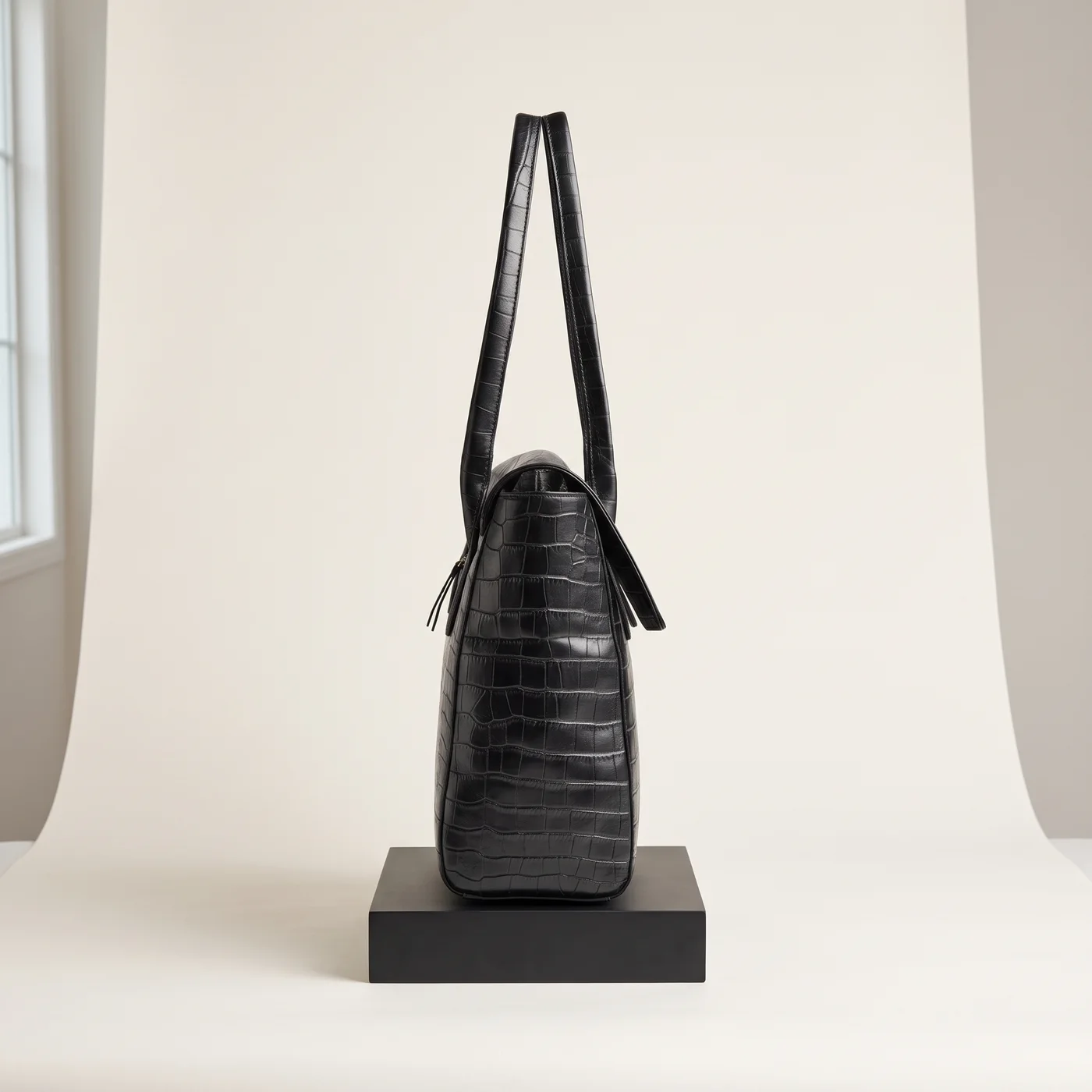 Black NatalieMBG work bag, matte croco, view
