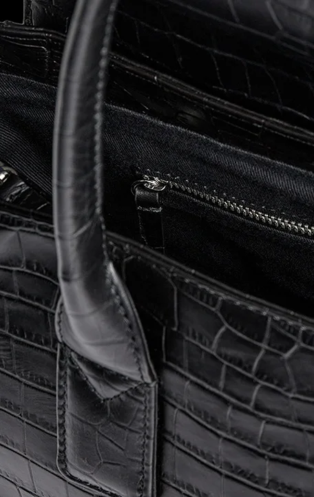 Black NatalieMBG work bag, matte croco, view 2