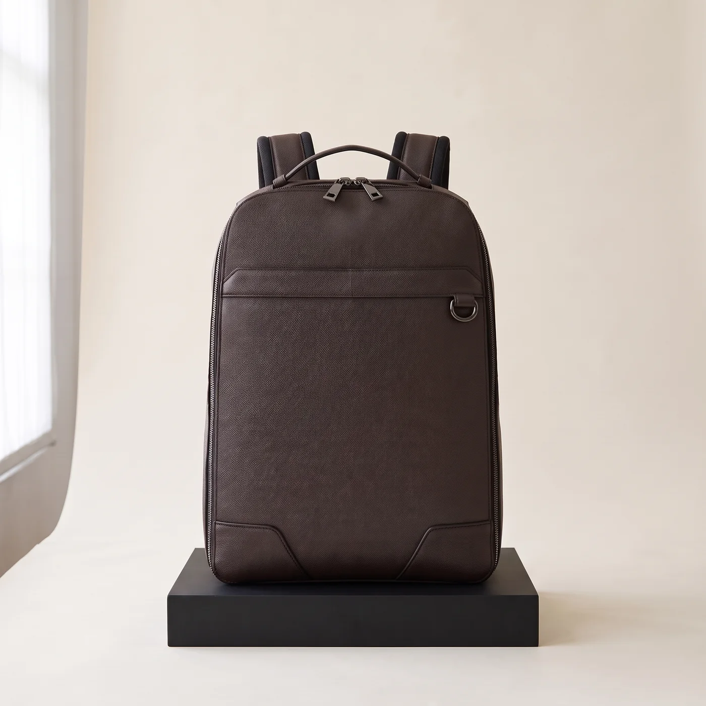 Taupe Convertible 2-zip backpack